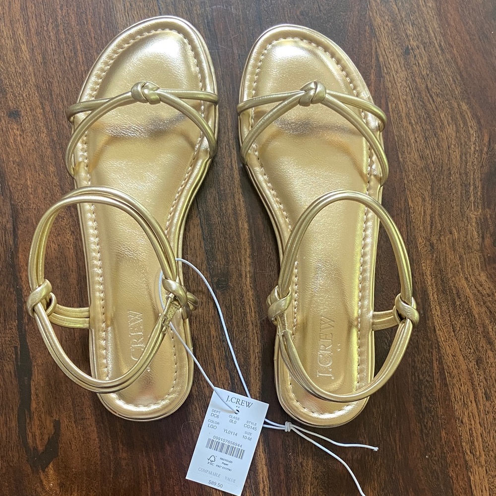 NWT J. Crew Sz 10 Metallic Gold Women's Sandals Style CG145
